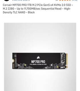 Cssd-f1000gbmp700pnh Corsair Mp700 Pro 1tb Pcie Gen5 X4 Nvme 2.0 M.2 Ssd