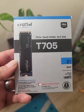 Ct2000t705ssd3 Crucial 649528940179 T705 2tb Nvme Ssd Drive Pci-e 5.0 14500 Mb/s No Heatsink