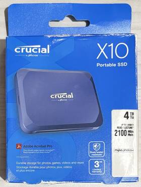 Crucial 649528946904 X10 4tb Portable Ssd Up To 2 100mb/s Usb 3.2 Usb-c External