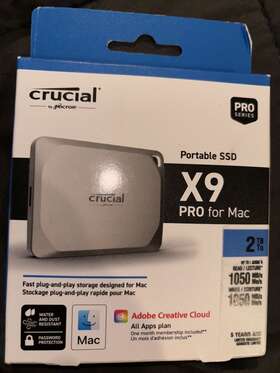 Ct2000x9promacssd9b Crucial X9 Pro For Mac 2tb External Usb-c Ssd Light Gold - Brand New