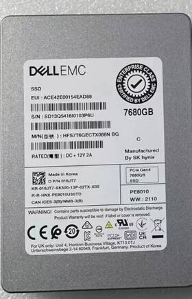 Hfs7t6gectx088n Dell 016jt7 16jt7 Emc 7.68tb Pcie Gen4 Ri Tlc Nvme 2.5ftft Ssd Hard Drive