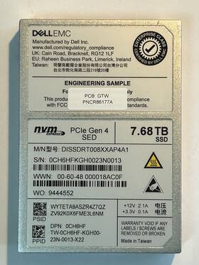 7.68tb Dell 0ch6hf Nvme Pcie Gen 4 Sed 2.5 Inch Ssd Es