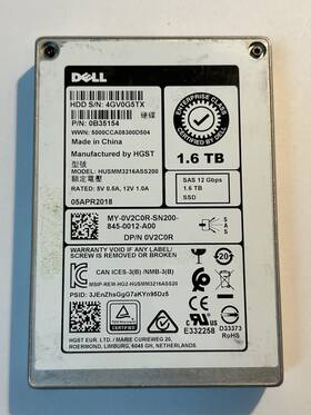 Husmm3216ass200 Dell 0v2c0r 1.6tb 12gbs Sas 2.5 Inch Ssd V2c0r
