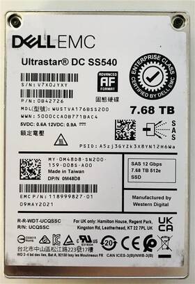 Wustva176bss200 Dell Wus4bb076d7p3e4 Emc Ultrastar Dc Ss540 7.68tb 2.5ftft Sas Ssd