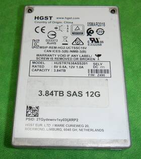 Hustr7638ass201 Hgst 3.84tb 2.5 Inch Sas 12gb/s Ssd 90% Life Remaining