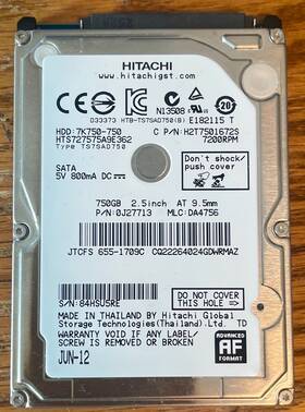 Hts727575a9e362 Hitachi Hts727575a9e 750gb 7200rpm 2.5 Inch Hard Drive 655-1709 Mac Or Pc A