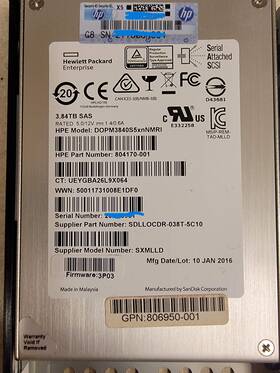 Sdllocdr-038t-5c10 Hp Hpe 3par Sandisk 3.84tb 6gb/s 2.5 Inch Sas Ssd 804170-001 - Dopm3840s5xnmri