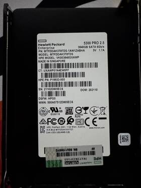 Vk003840gxawp Hpe P19933-005 3.84tb 6g Sata 2.5 Sc Ri Ds Ssd