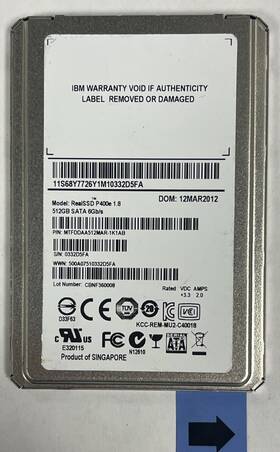68y7726 Ibm 512gb 1.8 Inch Sata 6gbps Realssd P400e Solid State Drive