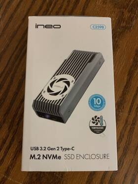 C2598 Ineo Usb 3.2 Gen 2 Type-c M.2 Nvme Ssd Enclosure 10 Gbps Cooling Fan