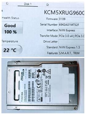 Kcm5xrug960g Kioxia 960gb U.2 Nvme Ssd Toshiba Excellent 100% Good Health