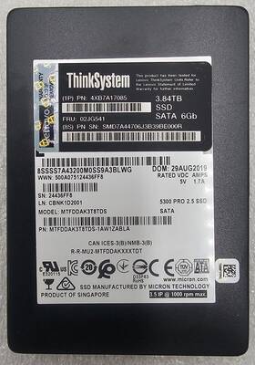 4xb7a17085 Lenovo 02jg541 Thinksystem 2.5 Inch 3.84tb Sata 6gb Ssd Tested And Wiped