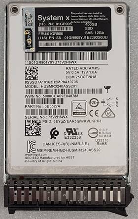 Husmr3240ass201 Lenovo 0b35274 Lot Of 2 400gb 01gr906 Hgst Dc Ss300 2.5 Sas-3 12.0 Ssd