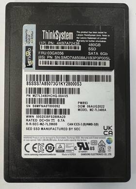 4xb7a72438 Lenovo Thinksystem Ssd 2.5 Inch 480gb Sata 6gb 03gx056