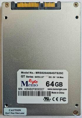 Mrs020a064gts25c Memo Right 64gb Ssd Sata 2.5 Inch Gt Series - 200 Poh