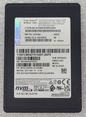 Mz-ql2800hcjr-00am3 Samsung 800gb Mz-ql28000 Pm9a5 Ibm 02yc660 2.5 Slim Ssd Nvme Gen4 U2 4096 Bytes