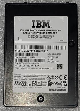 Mzqlb1t6hajr-000m3 Samsung Ibm 1.6tb Mz-qlb1t60 Pm985 2.5 Slim Ssd Nvme Gen3 U2 4096 Bytes