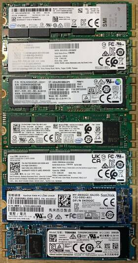 Samsungmznln256hchp000h1 Samsung Lot Of 7 Mixed Brand 256gb M.2 2280 Nvme Pcie Sata Ssd - Brands And Models In Desc