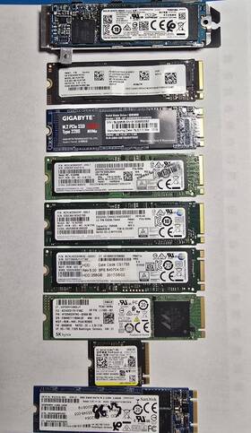 Xg50pnv2t04 Toshiba Samsung Gigabyte Sk Hynix Sandisk Wd Lot Of 9 M.2 Nvme Sata Ssds 128gb-2tb