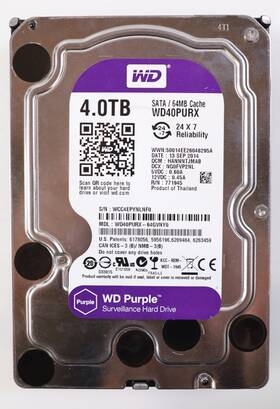 Wd40purx-64gvny0 Western Digital Wd Purple 4tb 3.5 Inch 5400 Rpm Sata 6gb/s Surveillance Hard Drive