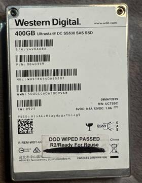 Wustr6440ass204 Western Digital 400gb Sas 12g Ssd Ultrastar Dc Ss530 Series