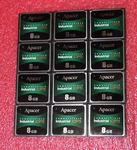 Apacer, AP-CF008GR9NS-NRA, Memory Cards CF5 8GB 12 Pcs. Cleaned And Reformatted.. Fixed Price $40.00.