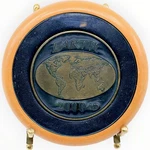 Earth 2000AD Y2K Bronze Paperweight Display Plaque & Stand. Fixed Price $20.00.