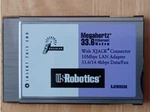 Us Robotics 33.6K Megahertz Pcmcia Modem/ethernet (XJEM3336) With Lan Adapter. Fixed Price $8.00.
