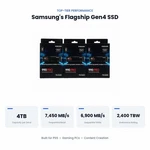 Samsung 990 Pro 4TB, Internal, M.2 (MZV9P4T0BAM) Solid State Data. Fixed Price $600.00.
