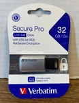 Verbatim Store'n'go Secure Pro 32 Gb Storage Usb 3.0 Flash Drive For Laptop/pc. Fixed Price $39.99.
