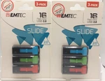 Emtec 16GB Slide Usb 2.0 Flash Drives, Blue, Red & Green 2/PACKS. Fixed Price $18.95.