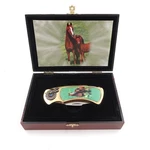 Vtg Collectors Pocket Knife Drop Point Horses K-5482-HG Folding Case Western. Fixed Price $19.87.