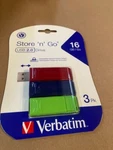 Verbatim 99122 Store Go Usb Flash Drive 16GB 3-PACK Red Green Blue (new). Fixed Price $17.99.