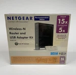 Netgear Wireless-n Router And Usb Adapter Kit New WNB2100. Fixed Price $109.99.