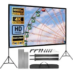 100" 120" Projector Screen With Stand&bag Portable Theater Projection 16:9 4K Hd. Fixed Price $69.99.