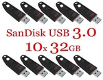 Lot 10X Sandisk Ultra Usb 3.0 Flash Drive SDCZ48-032G Read 100 Mb/s. Fixed Price $37.80.