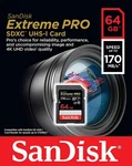 Sandisk 64GB Extreme Pro Sdxc Card 170MB/S Class 10 UHS-1 U3 4K Memory V3. Fixed Price $27.90.