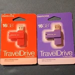 Memorex Traveldrive 2-PACK 16GB 2.0 Swivel Usb-a Flash Drives Red/purple. Fixed Price $10.00.