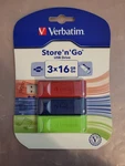 Verbatim 99122 Store Go Usb Flash Drive 16GB 3-PACK Red Blue Green 1505-888. Fixed Price $17.95.