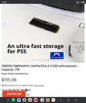 Timetec Premium M.2 Nvme Pcie 4.0 Ssd With Heatsink - 1TB PS5 Playstation. Fixed Price $150.00.