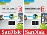 X Sandisk 16GB Otg Dual Micro Usb 3.0 Flash Drive SDDD2-016G For Android. Fixed Price $16.35.